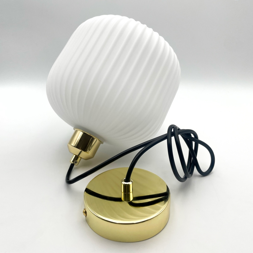 Hanglamp aan een koord HARMA 1xE27/15W/230V diameter 20 cm wit/goud
