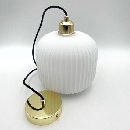 Hanglamp aan een koord HARMA 1xE27/15W/230V diameter 20 cm wit/goud