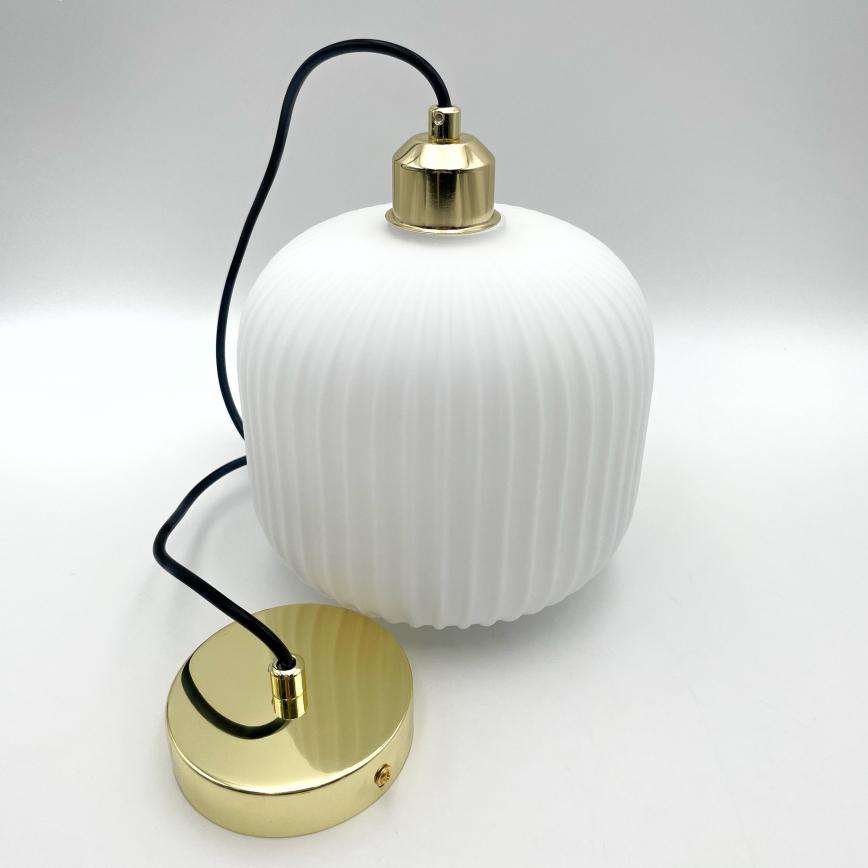 Hanglamp aan een koord HARMA 1xE27/15W/230V diameter 20 cm wit/goud