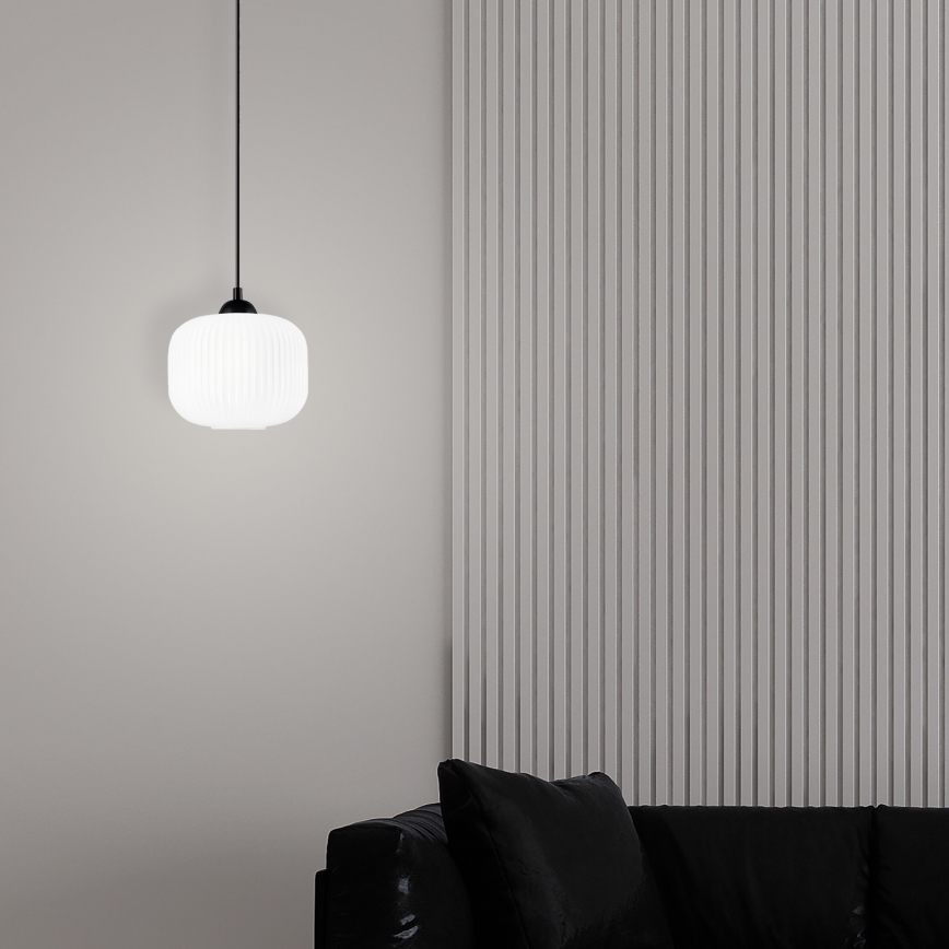 Hanglamp aan een koord HARMA 1xE27/15W/230V diameter 20 cm wit/zwart