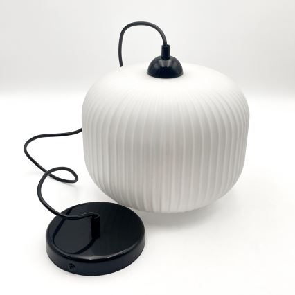 Hanglamp aan een koord HARMA 1xE27/15W/230V diameter 20 cm wit/zwart