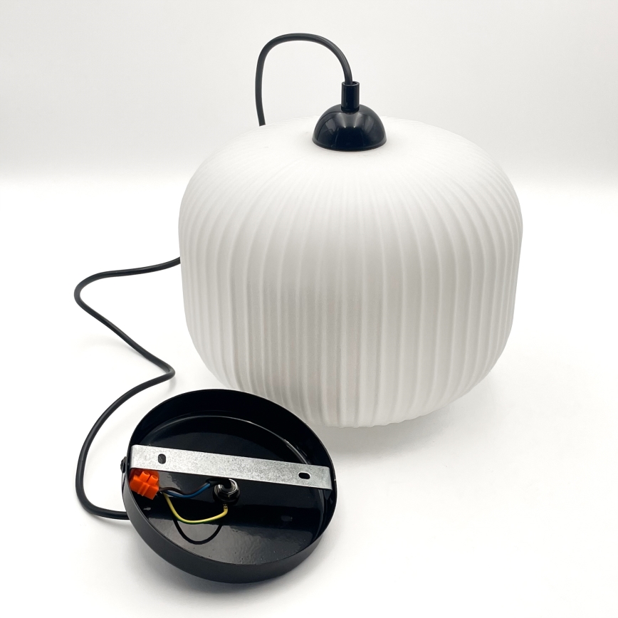 Hanglamp aan een koord HARMA 1xE27/15W/230V diameter 20 cm wit/zwart