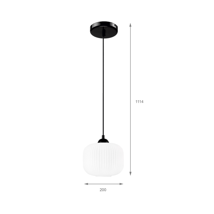 Hanglamp aan een koord HARMA 1xE27/15W/230V diameter 20 cm wit/zwart