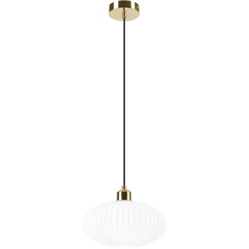 Hanglamp aan een koord HARMA 1xE27/15W/230V diameter 25 cm wit/goud