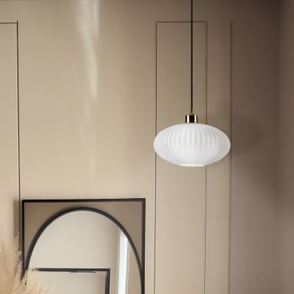 Hanglamp aan een koord HARMA 1xE27/15W/230V diameter 25 cm wit/goud