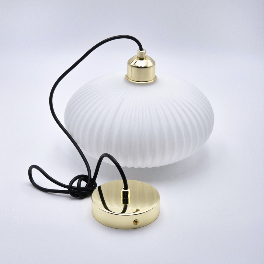 Hanglamp aan een koord HARMA 1xE27/15W/230V diameter 25 cm wit/goud