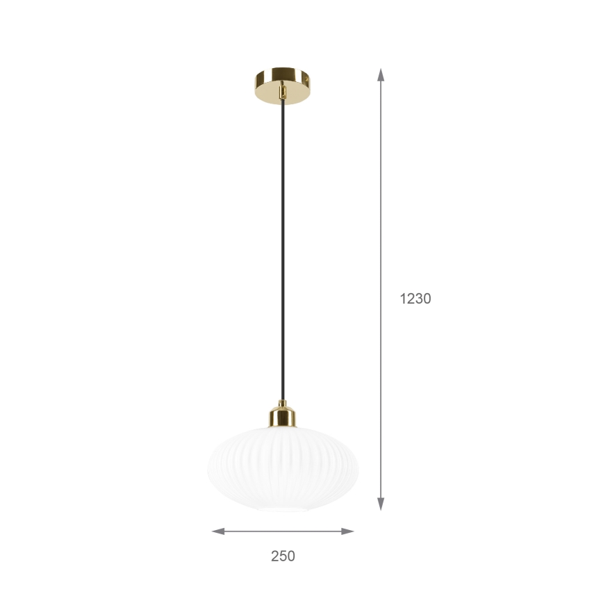 Hanglamp aan een koord HARMA 1xE27/15W/230V diameter 25 cm wit/goud