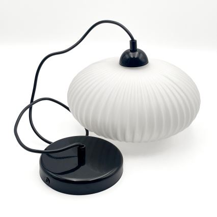 Hanglamp aan een koord HARMA 1xE27/15W/230V diameter 25 cm wit/zwart