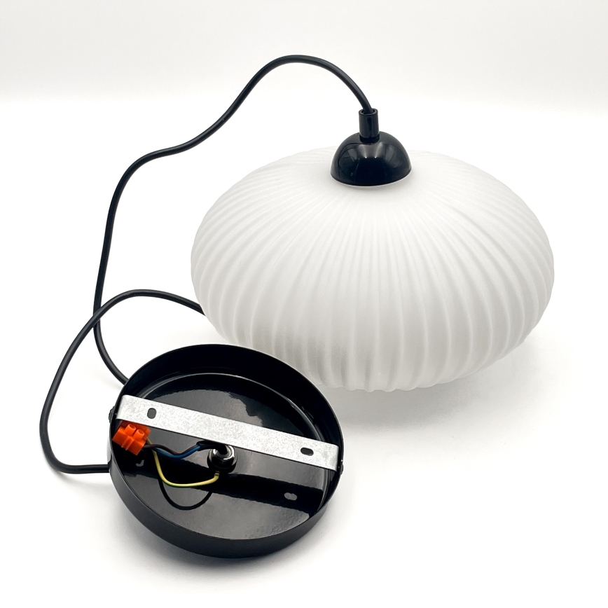 Hanglamp aan een koord HARMA 1xE27/15W/230V diameter 25 cm wit/zwart