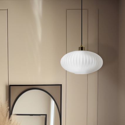 Hanglamp aan een koord HARMA 1xE27/15W/230V diameter 30 cm wit/goud