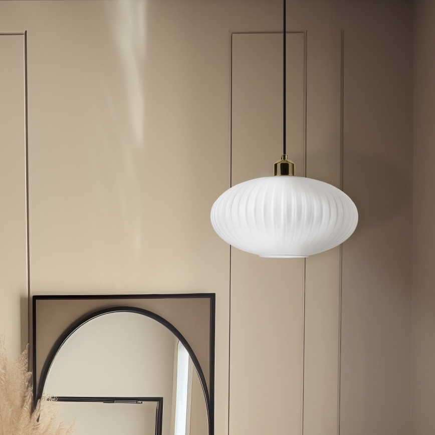 Hanglamp aan een koord HARMA 1xE27/15W/230V diameter 30 cm wit/goud