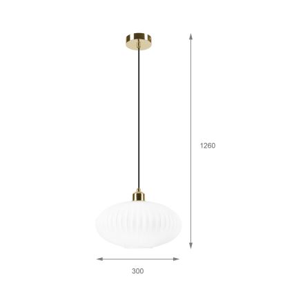 Hanglamp aan een koord HARMA 1xE27/15W/230V diameter 30 cm wit/goud