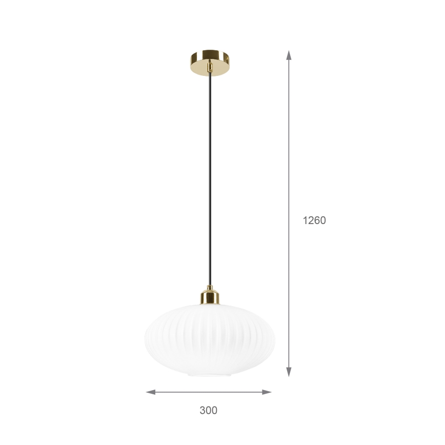 Hanglamp aan een koord HARMA 1xE27/15W/230V diameter 30 cm wit/goud