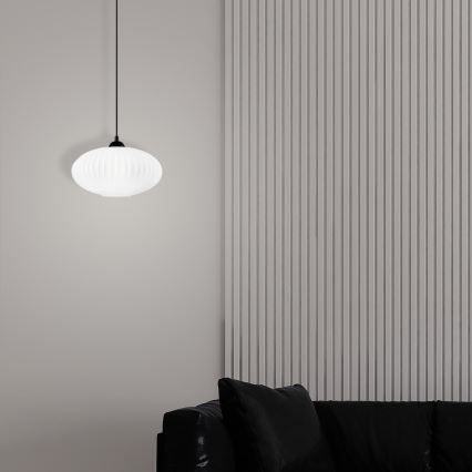 Hanglamp aan een koord HARMA 1xE27/15W/230V diameter 30 cm wit/zwart
