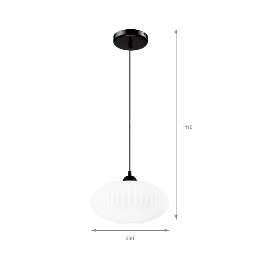 Hanglamp aan een koord HARMA 1xE27/15W/230V diameter 30 cm wit/zwart