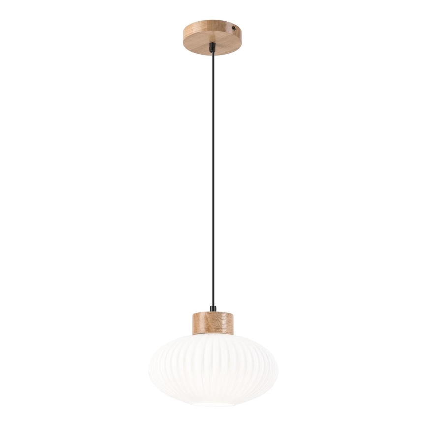Hanglamp aan een koord HARMONY 1xE27/15W/230V diameter 25 cm wit/eiken