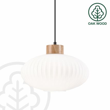 Hanglamp aan een koord HARMONY 1xE27/15W/230V diameter 30 cm wit/eiken