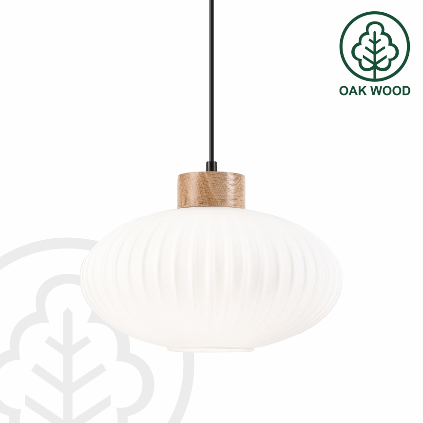 Hanglamp aan een koord HARMONY 1xE27/15W/230V diameter 30 cm wit/eiken