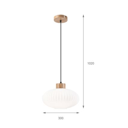 Hanglamp aan een koord HARMONY 1xE27/15W/230V diameter 30 cm wit/eiken
