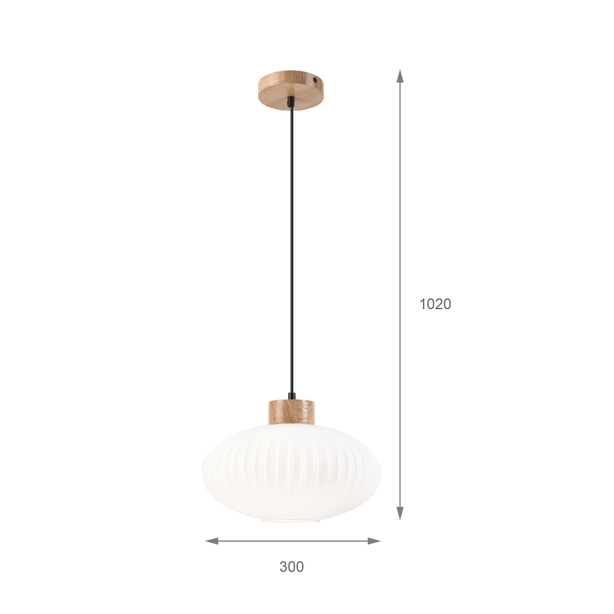 Hanglamp aan een koord HARMONY 1xE27/15W/230V diameter 30 cm wit/eiken