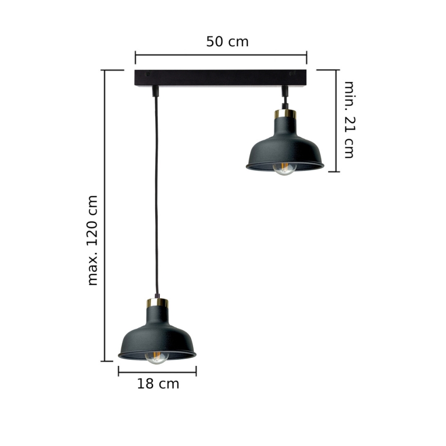 Hanglamp aan een koord HEBE 2xE27/60W/230V zwart