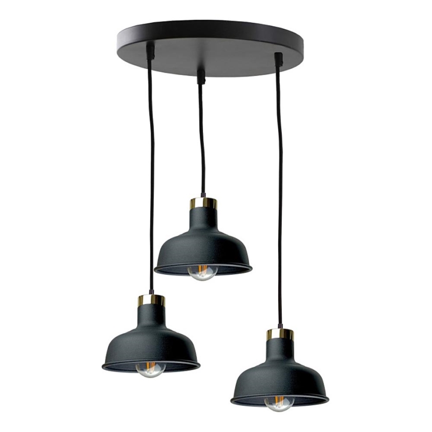 Hanglamp aan een koord HEBE 3xE27/60W/230V zwart