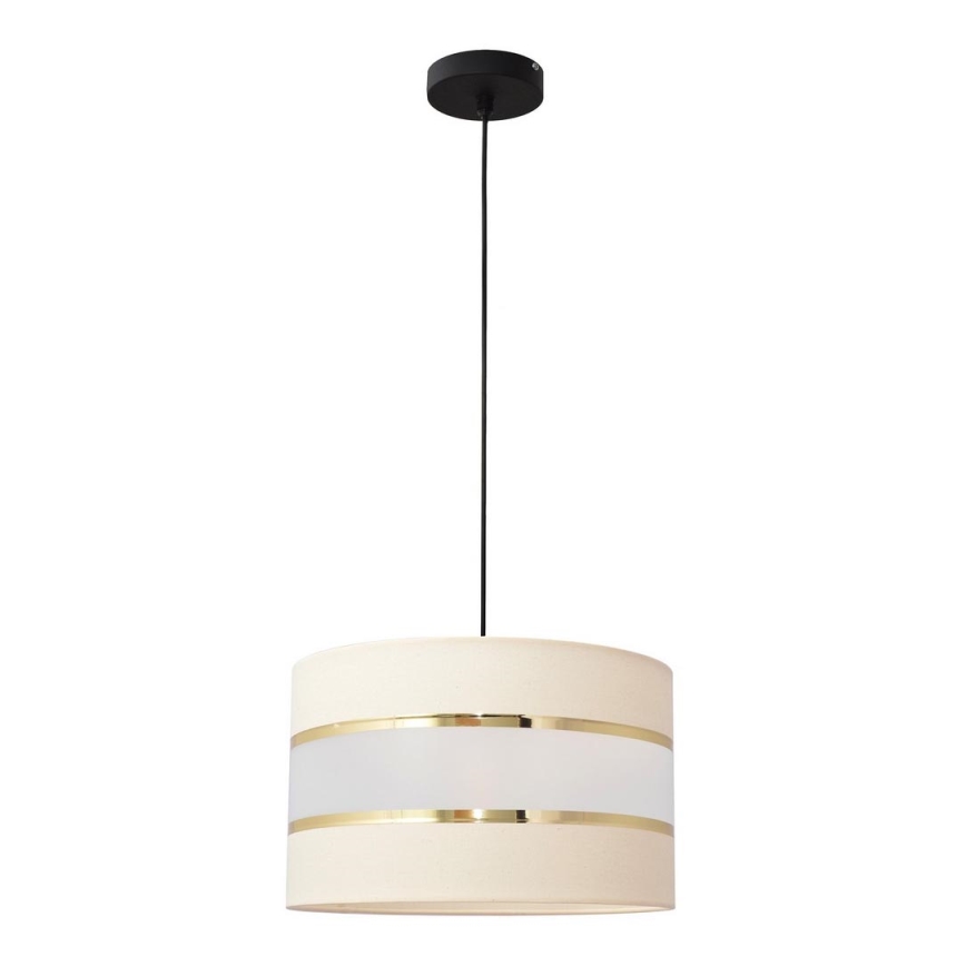 Hanglamp aan een koord HELEN 1xE27/15W/230V diameter 20 cm crème/zwart/gouden