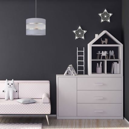 Hanglamp aan een koord HELEN 1xE27/15W/230V diameter 20 cm grijs/zilver