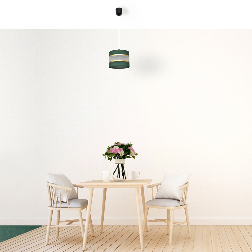 Hanglamp aan een koord HELEN 1xE27/15W/230V diameter 20 cm groen/goud