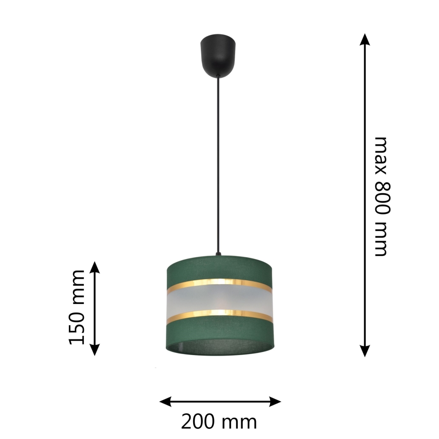 Hanglamp aan een koord HELEN 1xE27/15W/230V diameter 20 cm groen/goud