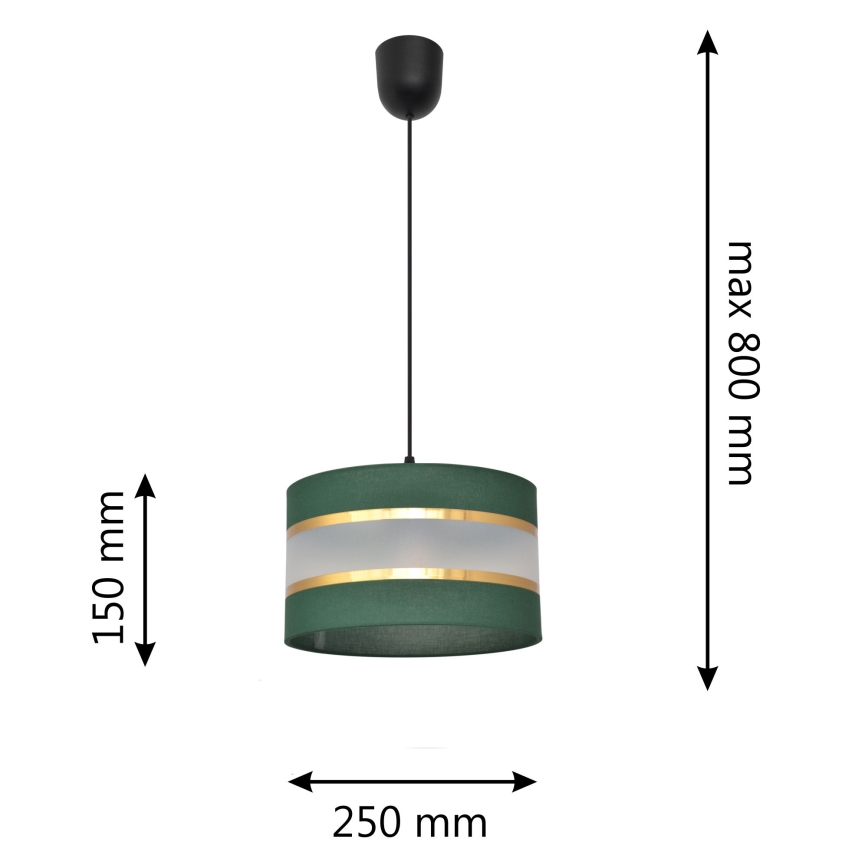 Hanglamp aan een koord HELEN 1xE27/15W/230V diameter 25 cm groen/goud