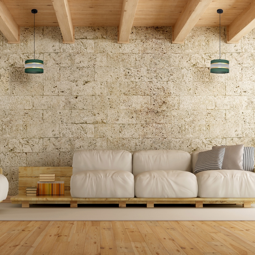 Hanglamp aan een koord HELEN 1xE27/15W/230V diameter 25 cm groen/goud