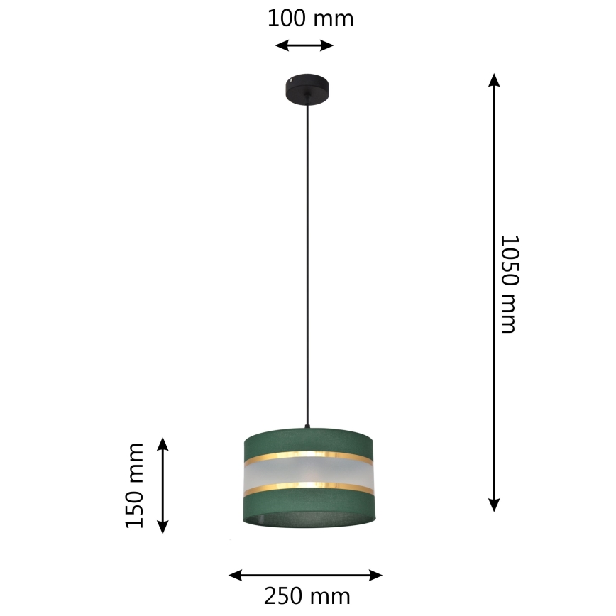 Hanglamp aan een koord HELEN 1xE27/15W/230V diameter 25 cm groen/goud