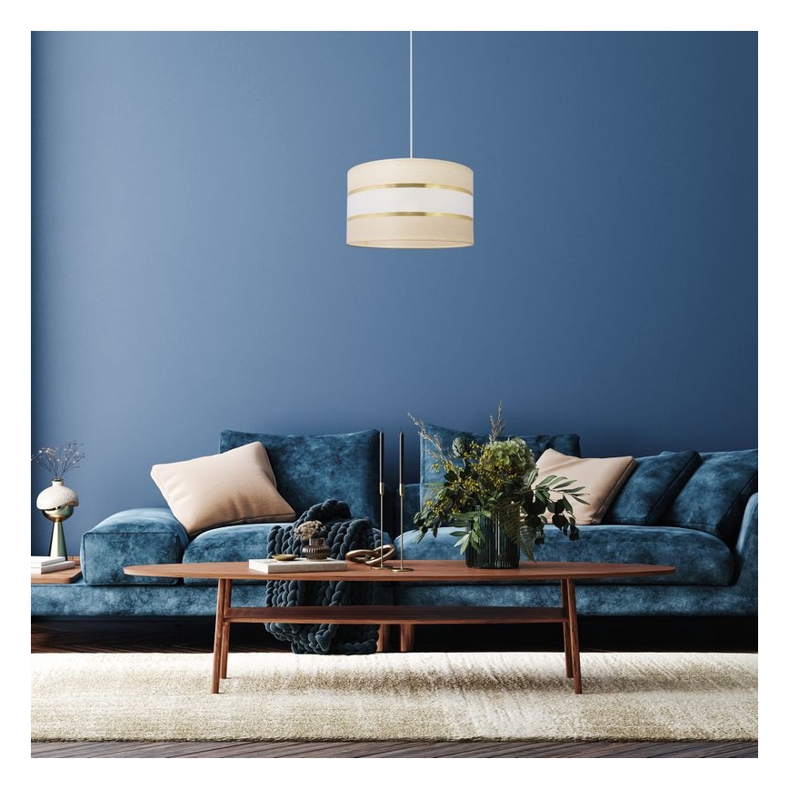 Hanglamp aan een koord HELEN 1xE27/15W/230V diameter 35 cm crème/gouden
