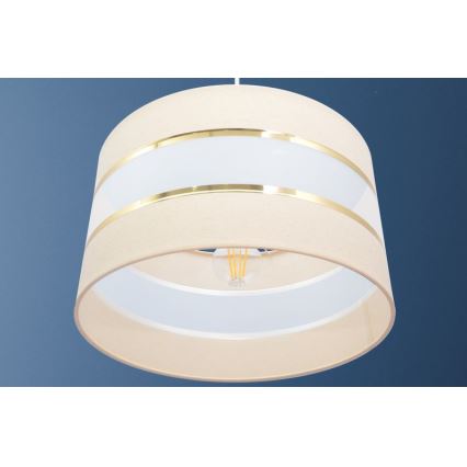 Hanglamp aan een koord HELEN 1xE27/15W/230V diameter 35 cm crème/gouden