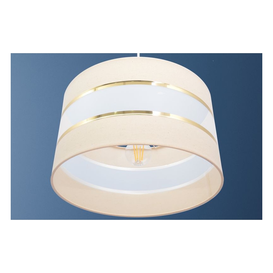 Hanglamp aan een koord HELEN 1xE27/15W/230V diameter 35 cm crème/gouden