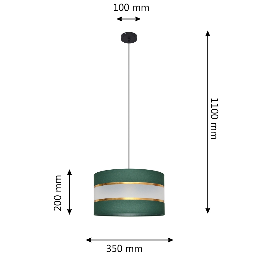 Hanglamp aan een koord HELEN 1xE27/15W/230V diameter 35 cm groen/goud