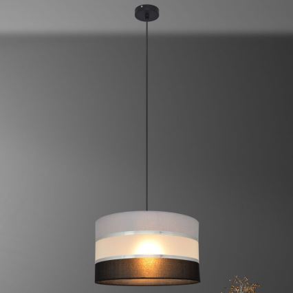Hanglamp aan een koord HELEN 1xE27/15W/230V diameter 35 cm zwart/grijs/zilver