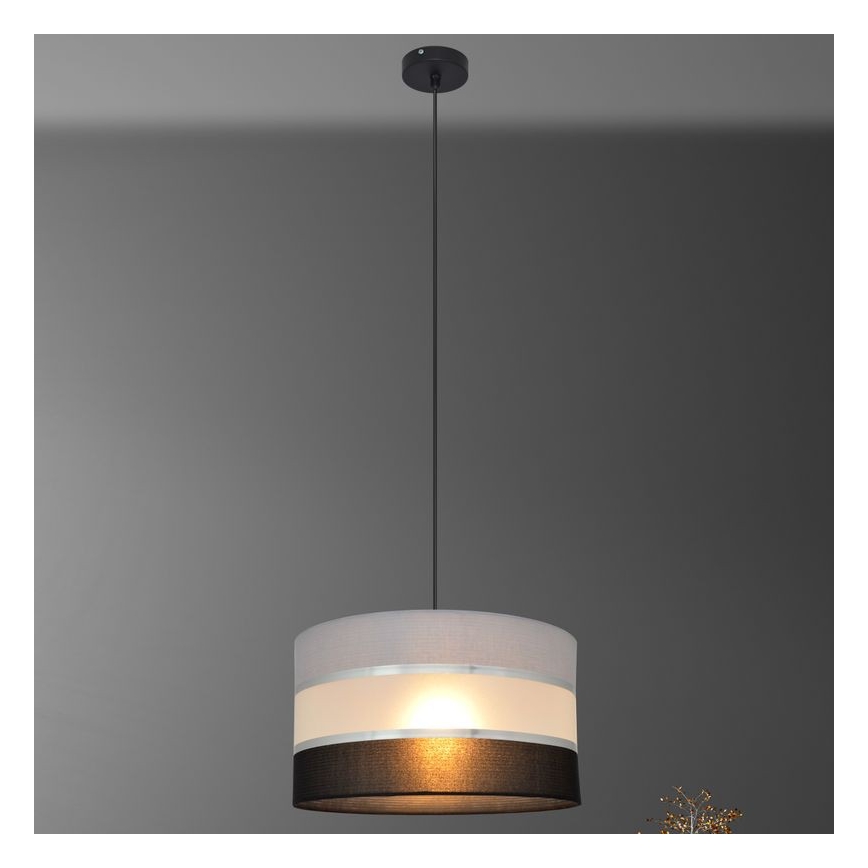 Hanglamp aan een koord HELEN 1xE27/15W/230V diameter 35 cm zwart/grijs/zilver