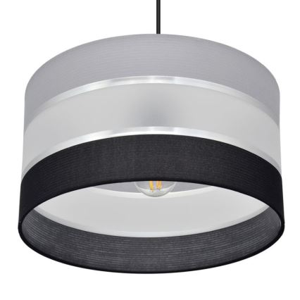 Hanglamp aan een koord HELEN 1xE27/15W/230V diameter 35 cm zwart/grijs/zilver