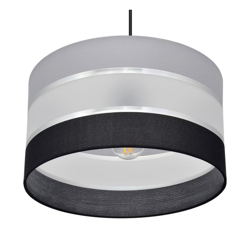 Hanglamp aan een koord HELEN 1xE27/15W/230V diameter 35 cm zwart/grijs/zilver