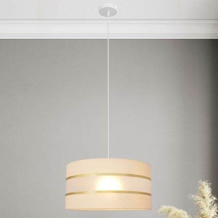 Hanglamp aan een koord HELEN 1xE27/15W/230V diameter 40 cm crème/gouden