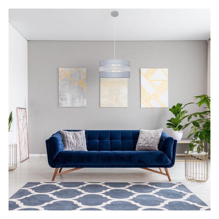 Hanglamp aan een koord HELEN 1xE27/15W/230V diameter 40 cm grijs/zilver