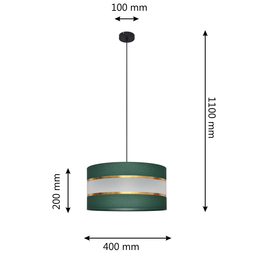 Hanglamp aan een koord HELEN 1xE27/15W/230V diameter 40 cm groen/goud