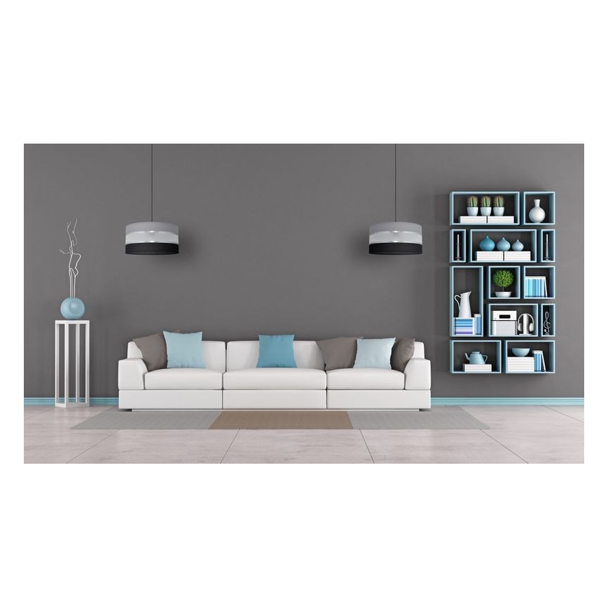 Hanglamp aan een koord HELEN 1xE27/15W/230V diameter 40 cm zwart/grijs/zilver