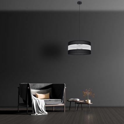 Hanglamp aan een koord HELEN 1xE27/15W/230V diameter 40 cm zwart/zilver