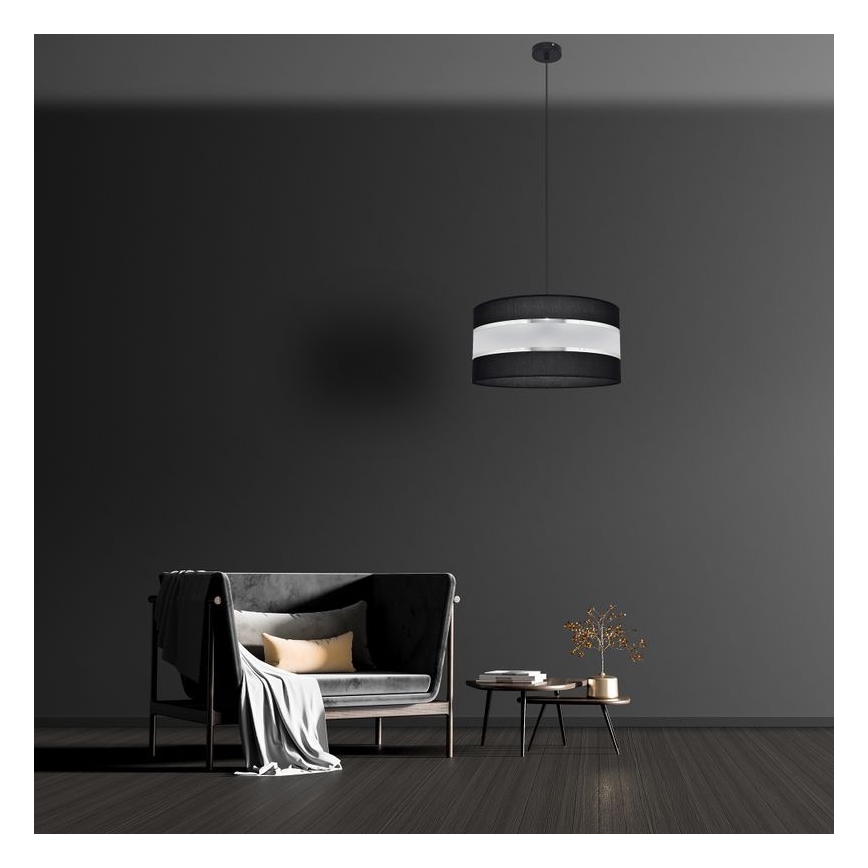 Hanglamp aan een koord HELEN 1xE27/15W/230V diameter 40 cm zwart/zilver