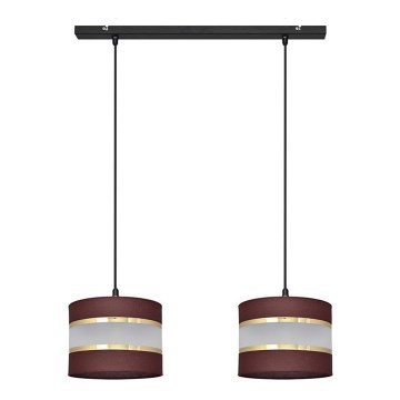 Hanglamp aan een koord HELEN 2xE27/15W/230V bruin/zwart/gouden
