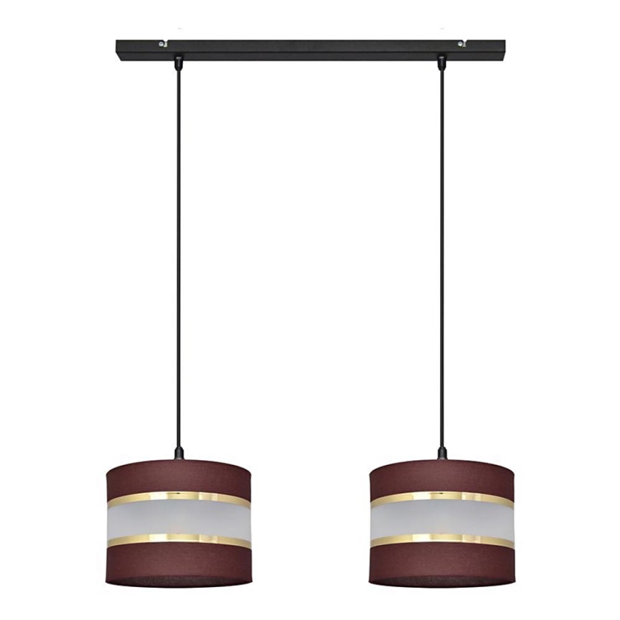 Hanglamp aan een koord HELEN 2xE27/15W/230V bruin/zwart/gouden