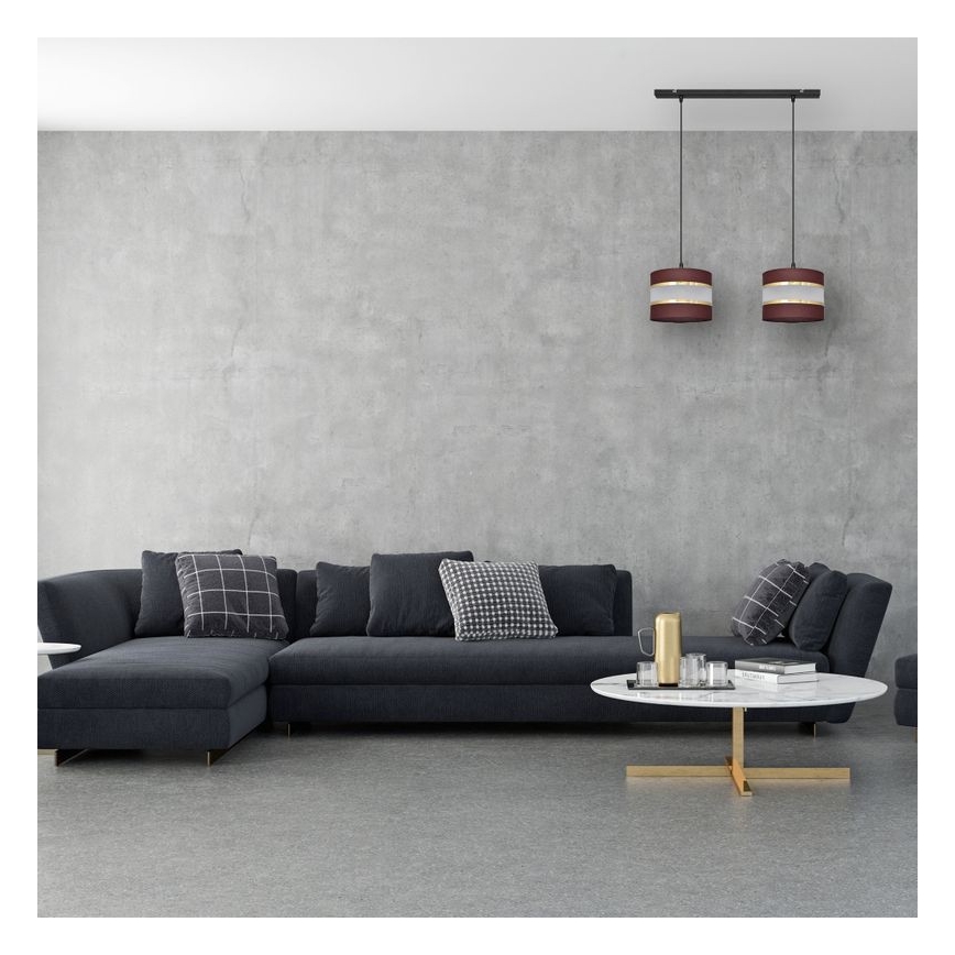Hanglamp aan een koord HELEN 2xE27/15W/230V bruin/zwart/gouden